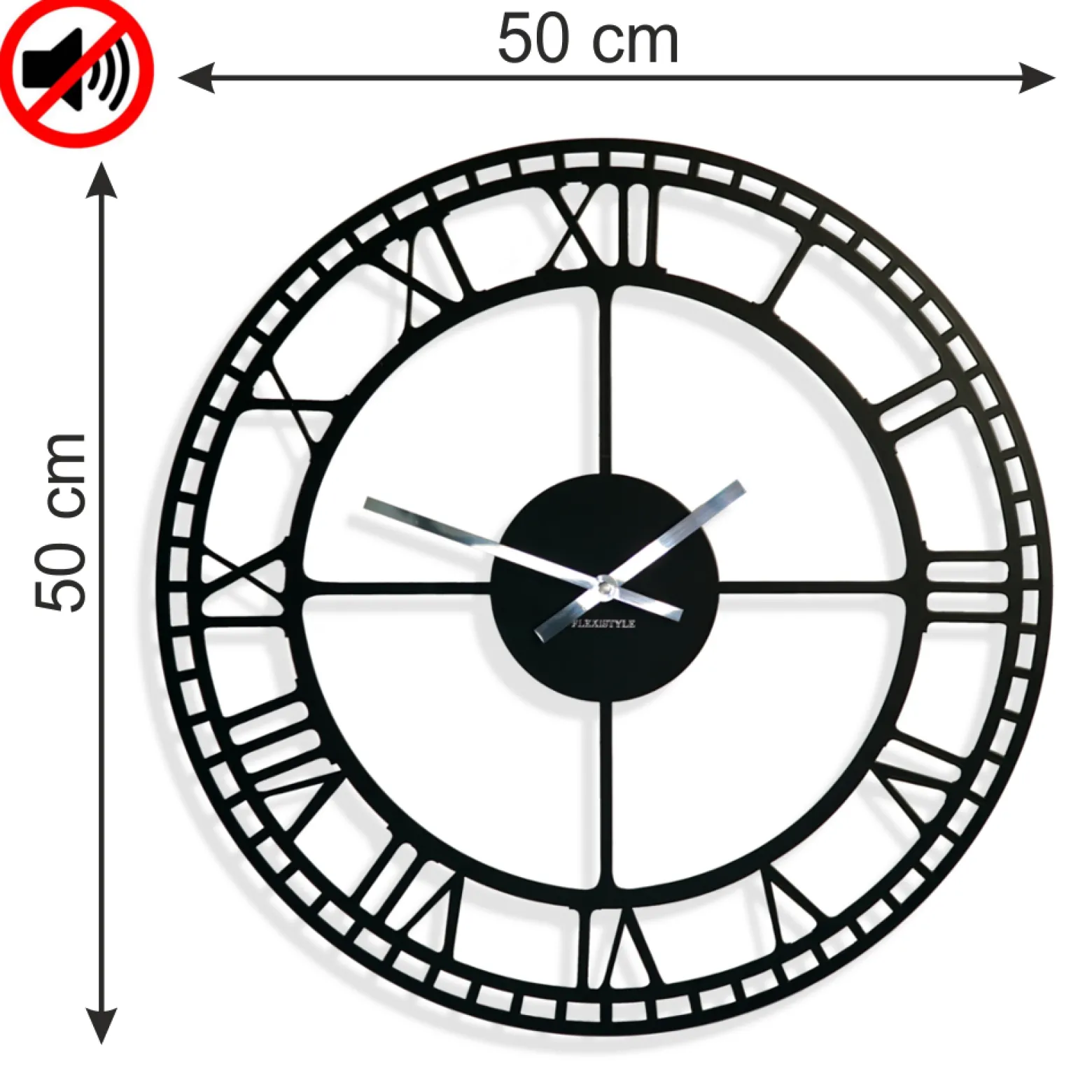 Metalowy zegar ścienny retro czarny 50cm