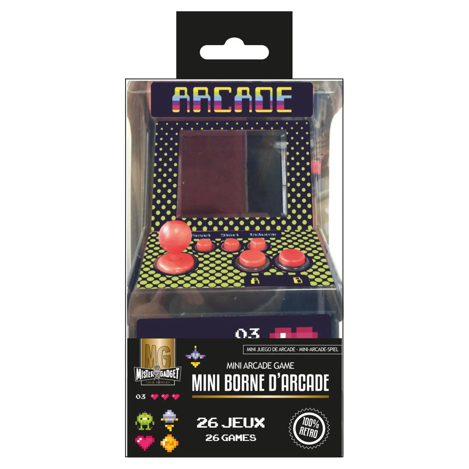 Mini automat z grami Arcade 26 gier w stylu lat 80.
