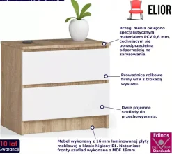 Mini komoda z szufladami dąb sonoma + biały - Avska