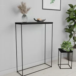 Minimalistyczna konsola loftowa – metalowa toaletka i stolik za kanapę