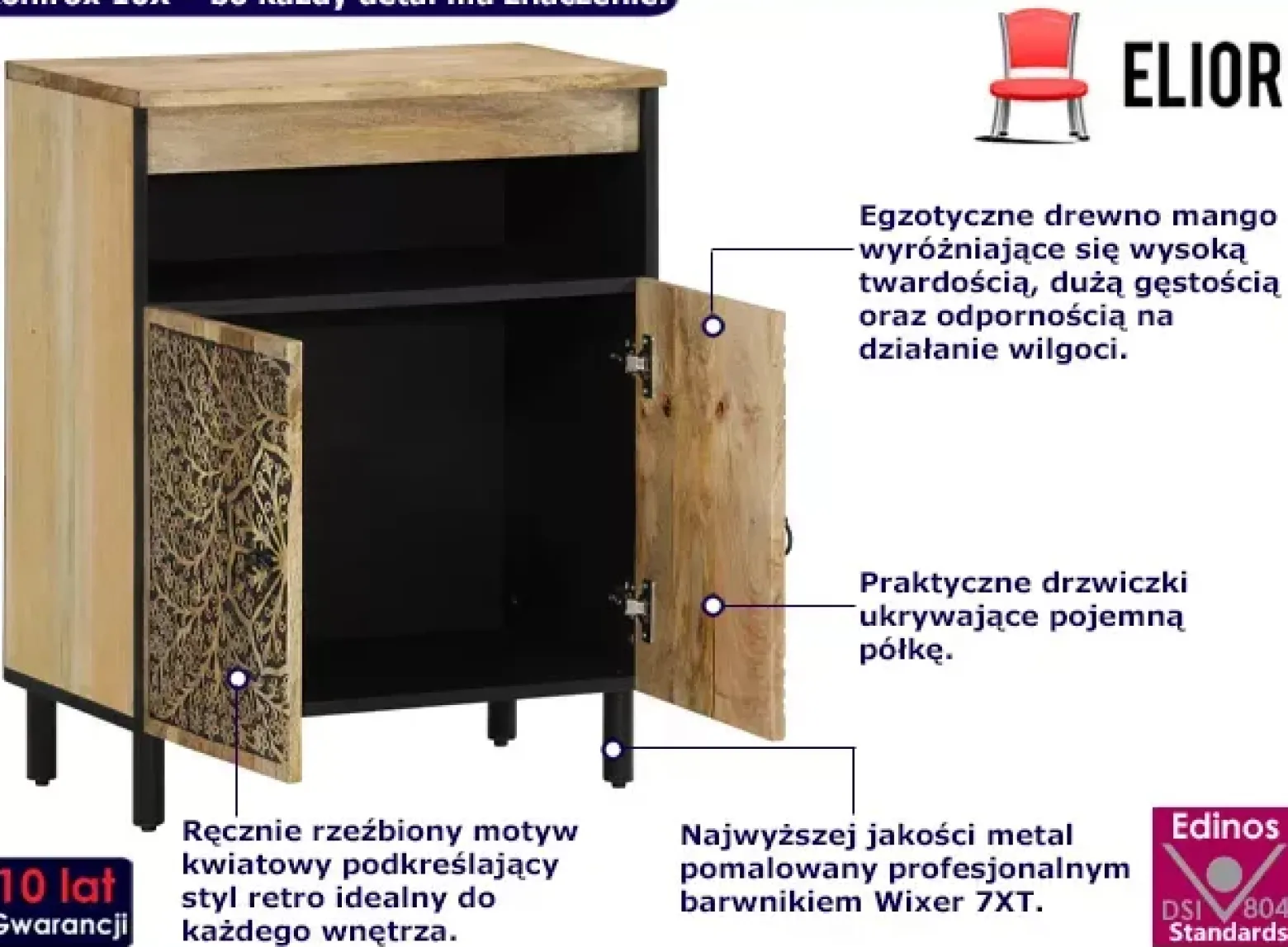 Minimalistyczna drewniana komoda na nóżkach - Titica