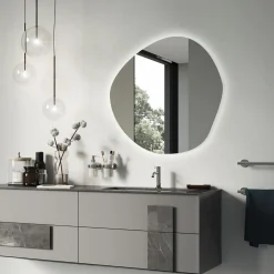 Minimalistyczne Lustro Łazienkowe LED Wiszące 48x48 cm