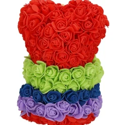 Miś z róż 25 cm multikolor rose bear miś różany z pudełkiem