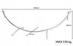 Mocny stalowy metalowy stelaż na hamak 300x95x100 cm 150kg SH102 czarny