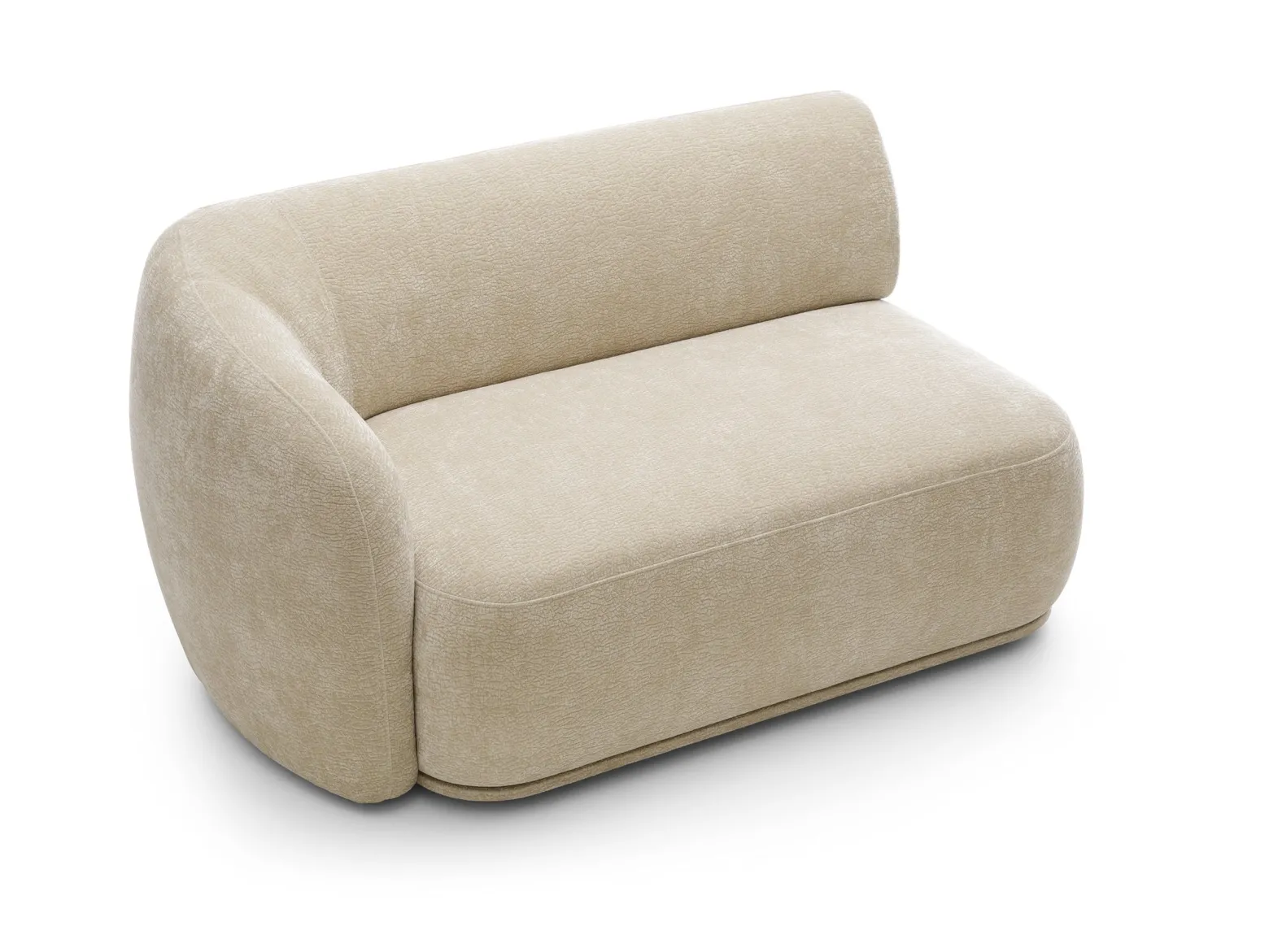 Modułowa sofa + trójkątna pufa z blatem beżowa NOBIS z zaokrąglonymi bokami