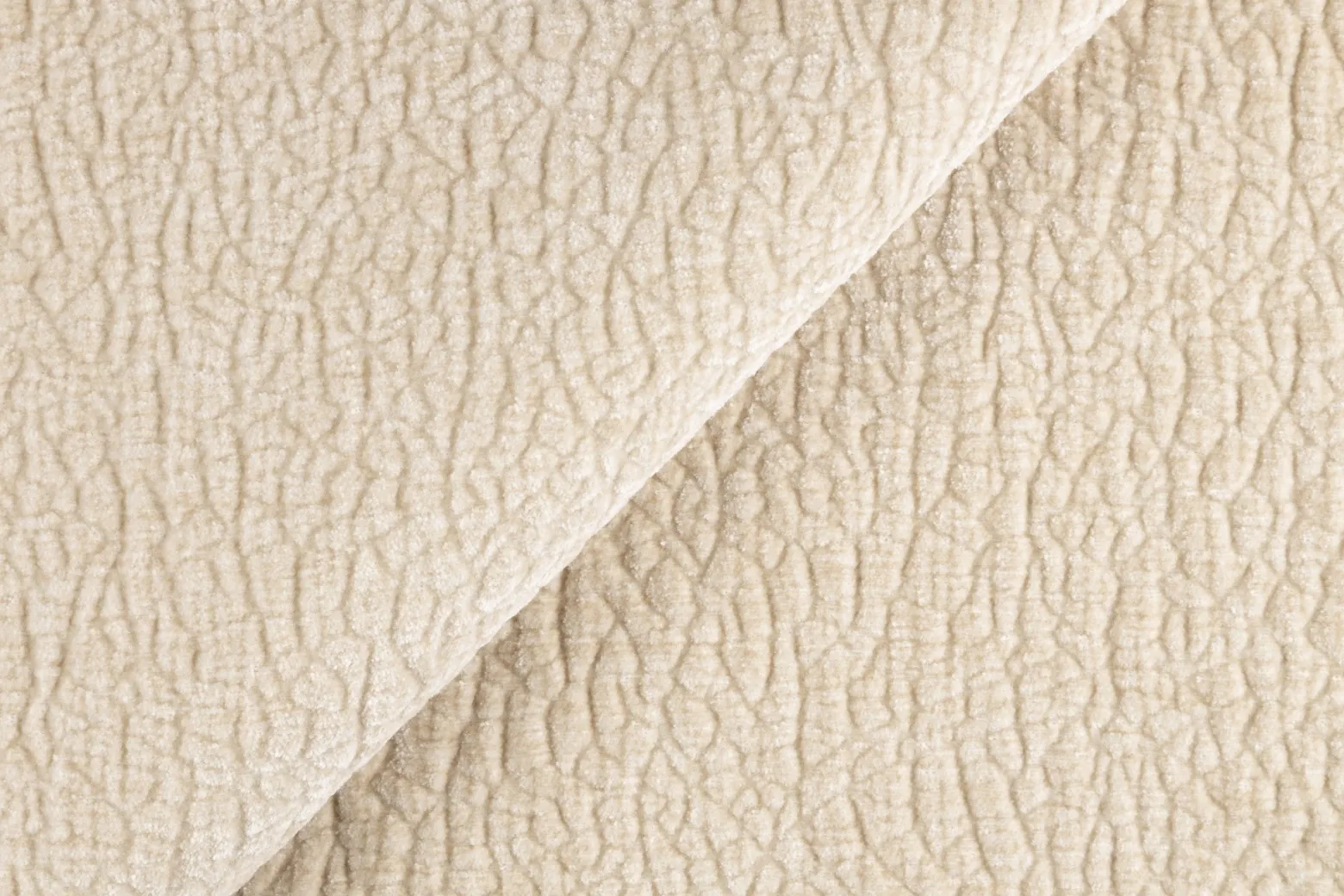 Modułowa sofa + trójkątna pufa z blatem beżowa NOBIS z zaokrąglonymi bokami