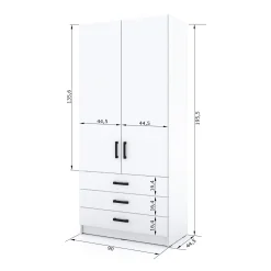 Młodzieżowa szafa Sigma MAX B4 3SZ 90 cm z szufladami - biała