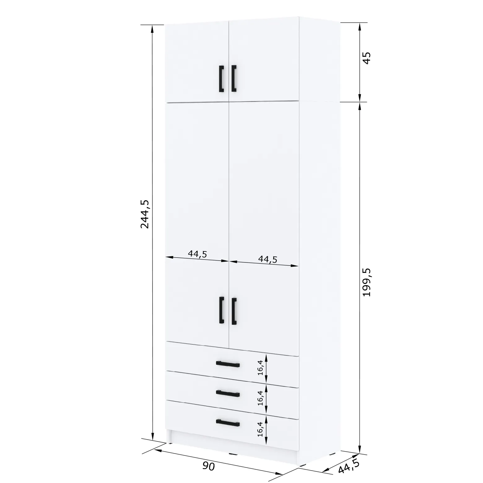 Młodzieżowa szafa Sigma MAX K6 2U3SZ 90 cm z szufladami - dąb wotan