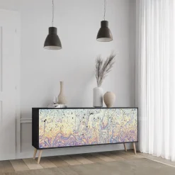MOSAIC OF COLORS Komoda 3 drzwi Czarna-Bukowa skośna