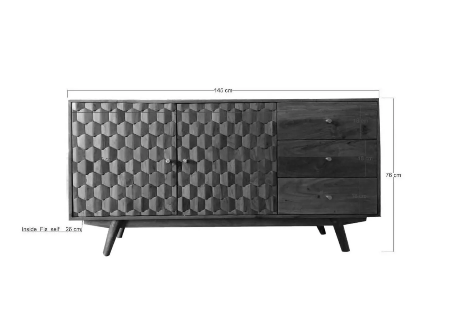 MOSAYK Komoda #106 Akacja lakierowana 145x42x75 cm