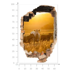 Naklejka 3D wiejski pejzaż dziura efekt w ścianie 66x100