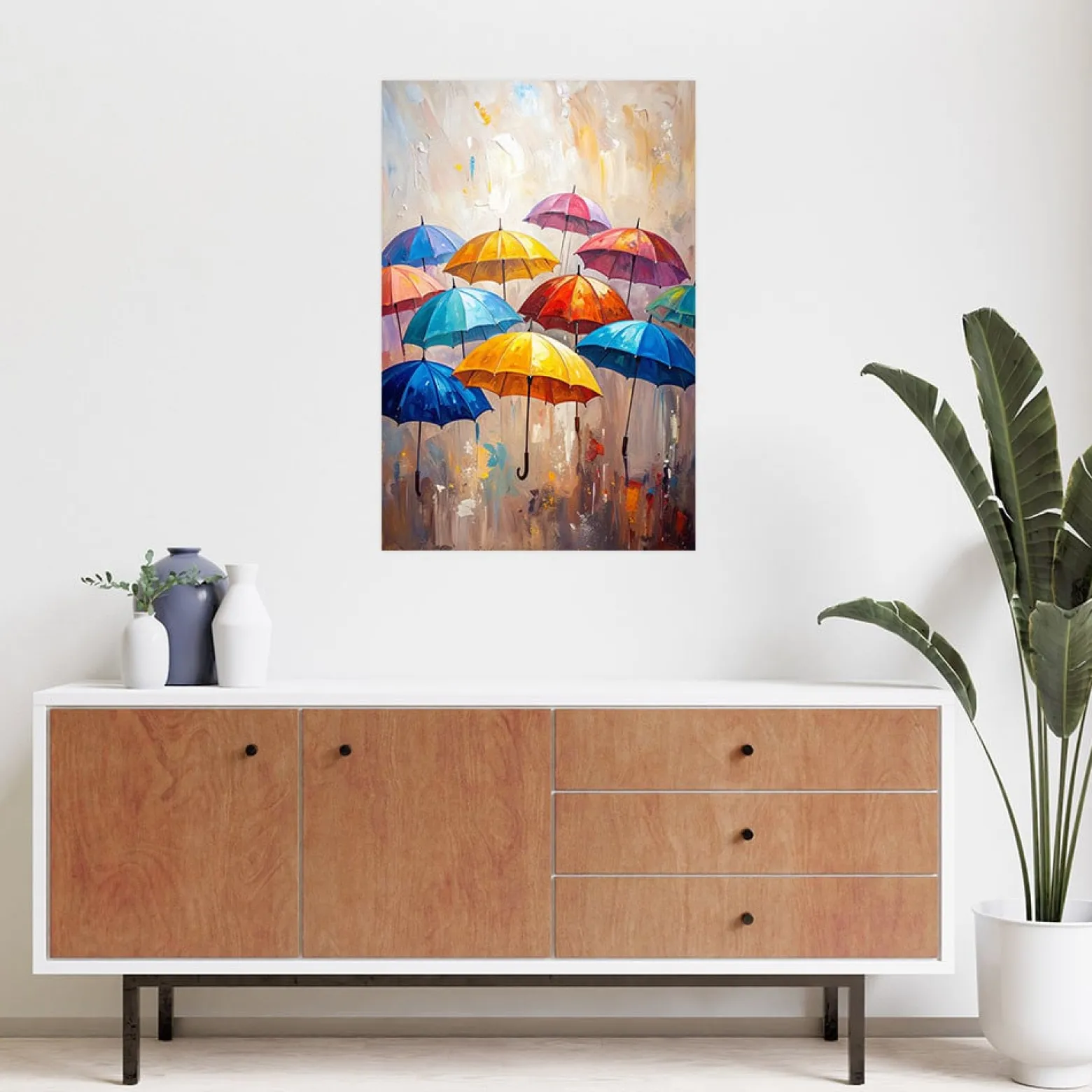 Naklejka na ścianę do salonu Feeby Kolorowe Parasolki Abstrakcja 20x30