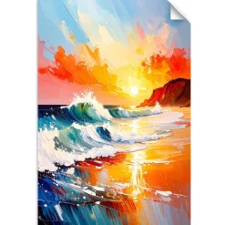 Naklejka samoprzylepna do salonu Feeby Morze Plaża Zachód słońca 20x30
