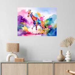 Naklejka samoprzylepna Feeby Kolorowa Żyrafa Afryka Akwarela 30x20