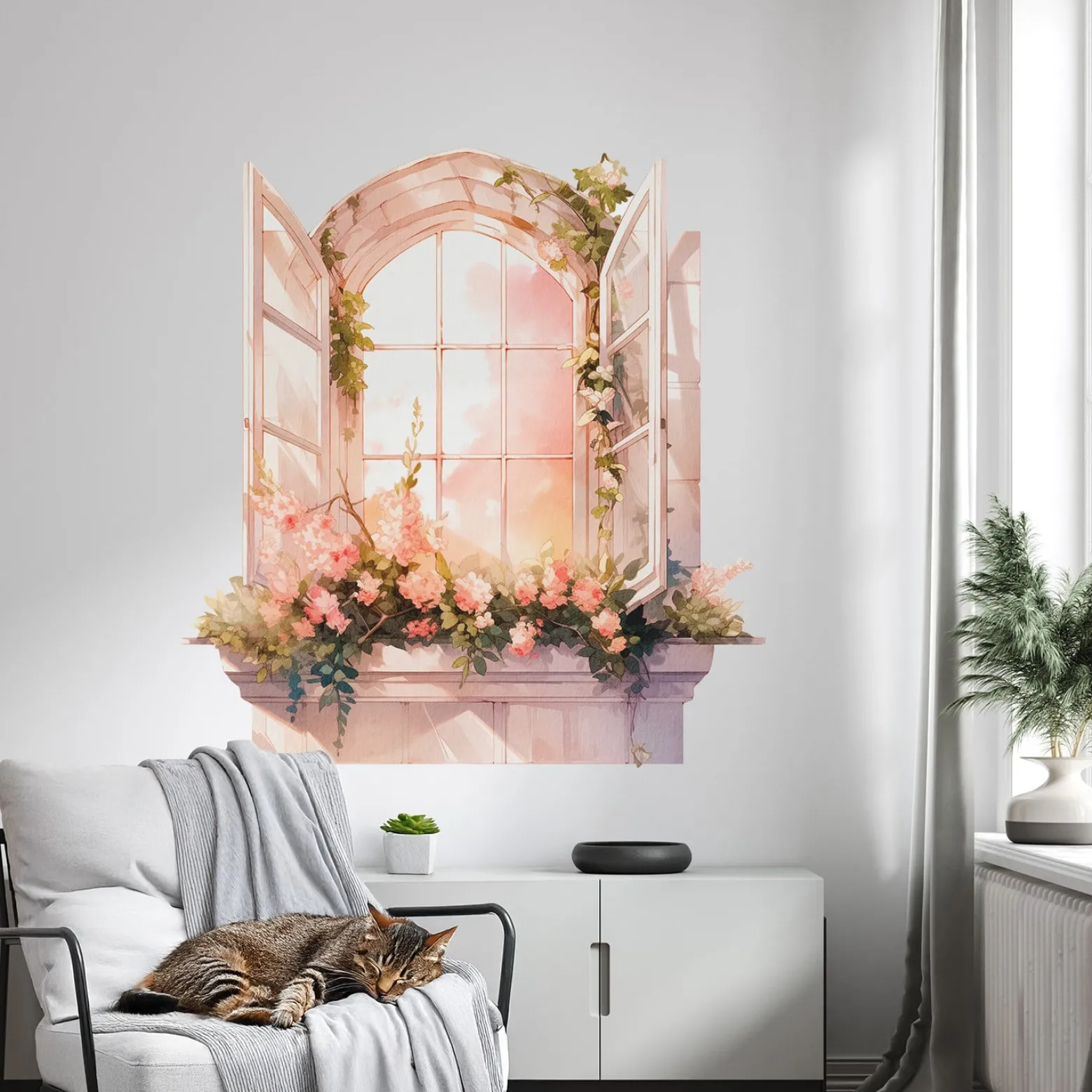 Naklejka 3D romantyczne okno wyrwa efekt dziury 75x80