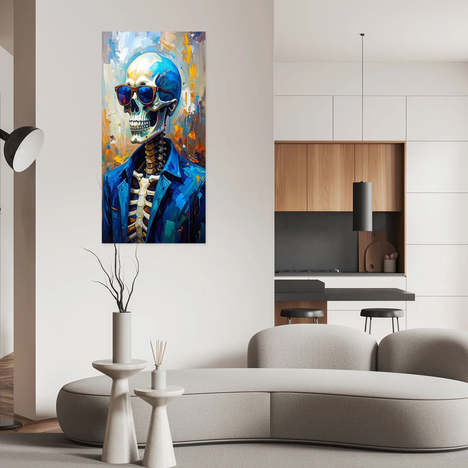 Naklejka na ścianę do pokoju młodzieżowego Feeby Czaszka w okularach 40x80