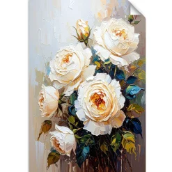 Naklejka na ścianę do salonu sypialni Feeby Róże Białe Kwiaty Bukiet 20x30