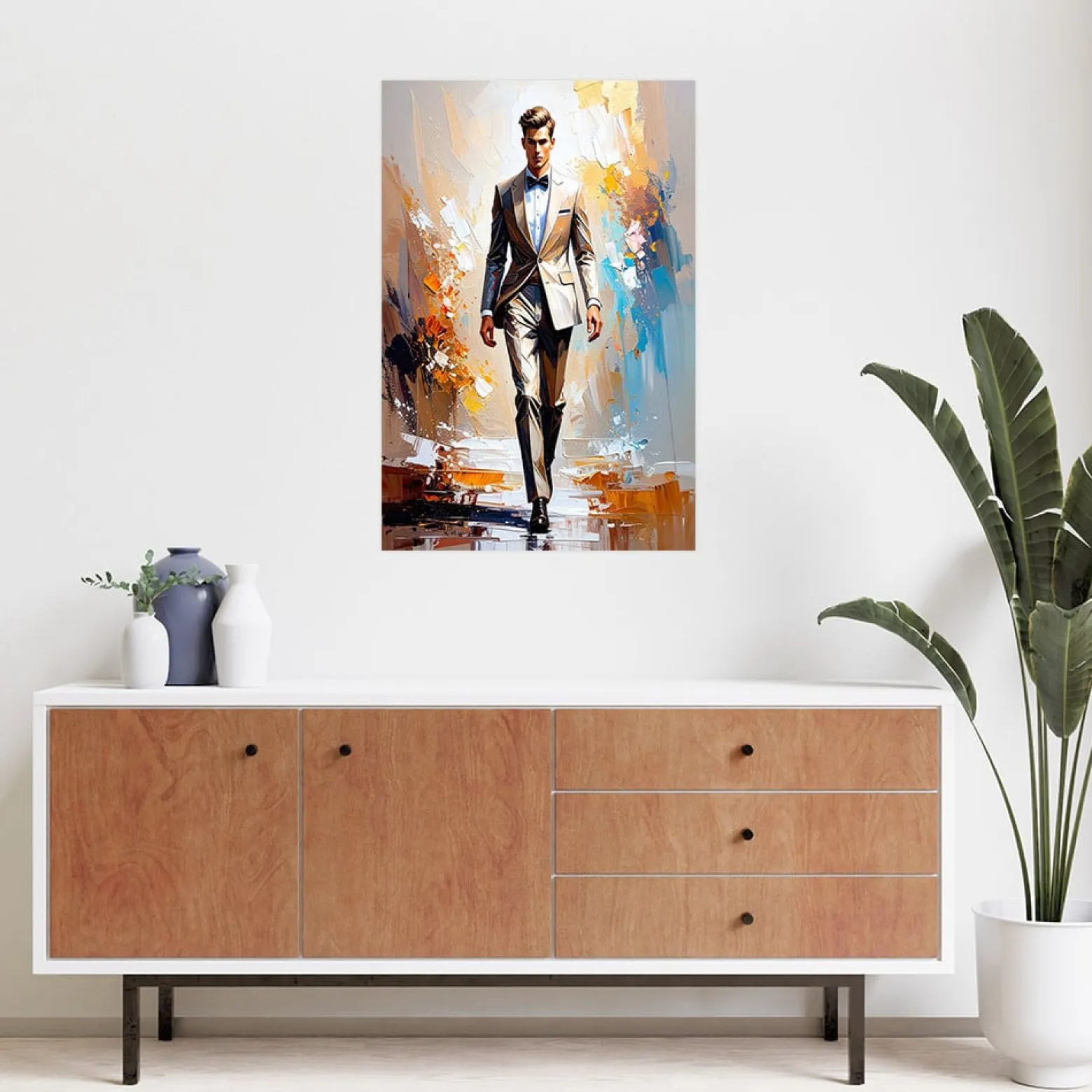 Naklejka samoprzylepna do salonu Feeby Mężczyzna w garniturze 20x30