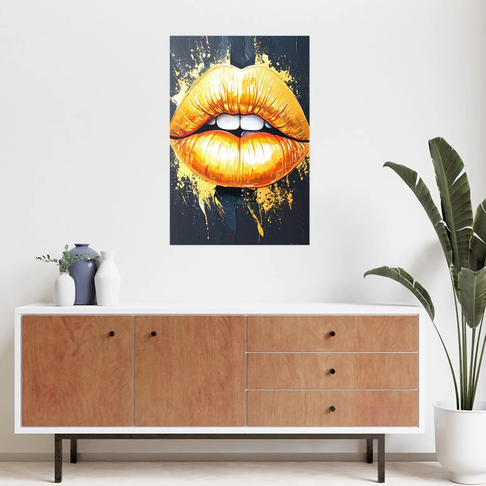 Naklejka samoprzylepna do salonu Feeby Złote Usta Kobiety Glamour 20x30