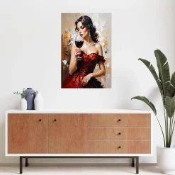 Naklejka samoprzylepna Feeby Dziewczyna z kieliszkiem wina 20x30