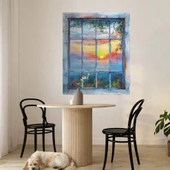 Naklejka wyrwa w ścianie okienny zachód dziura 3D 66x80