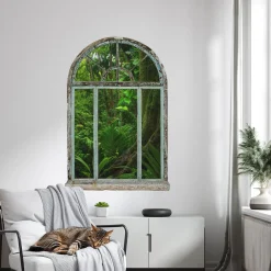 Naklejka wyrwa w ścianie tropikalne okno dziura 3D 55x80