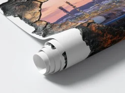 Naklejka wyrwa w ścianie wieże rafinerii efekt 3D 78x80