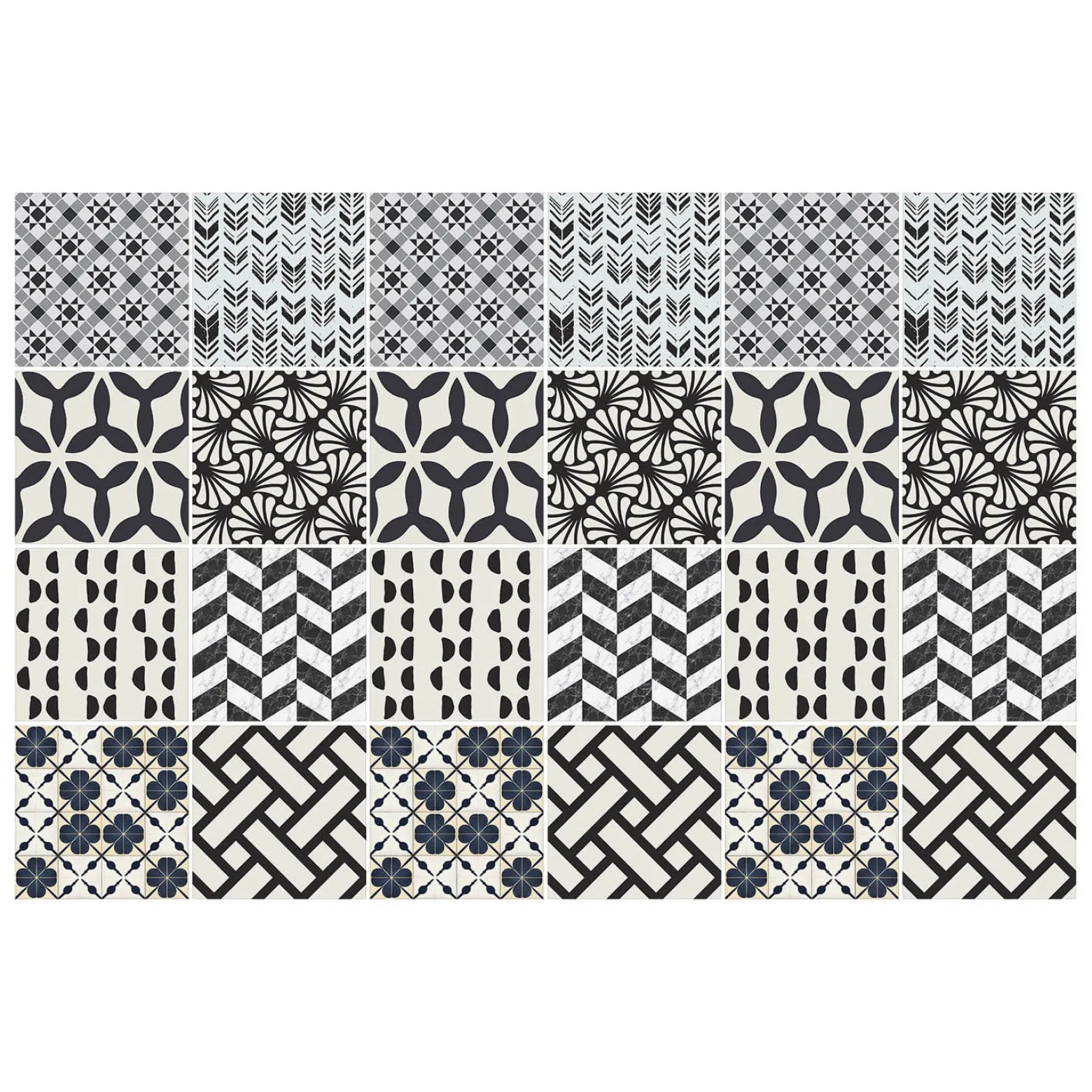 Naklejki na kafelki 10x10 cm Graficzne motywy geometryczne 24 szt.