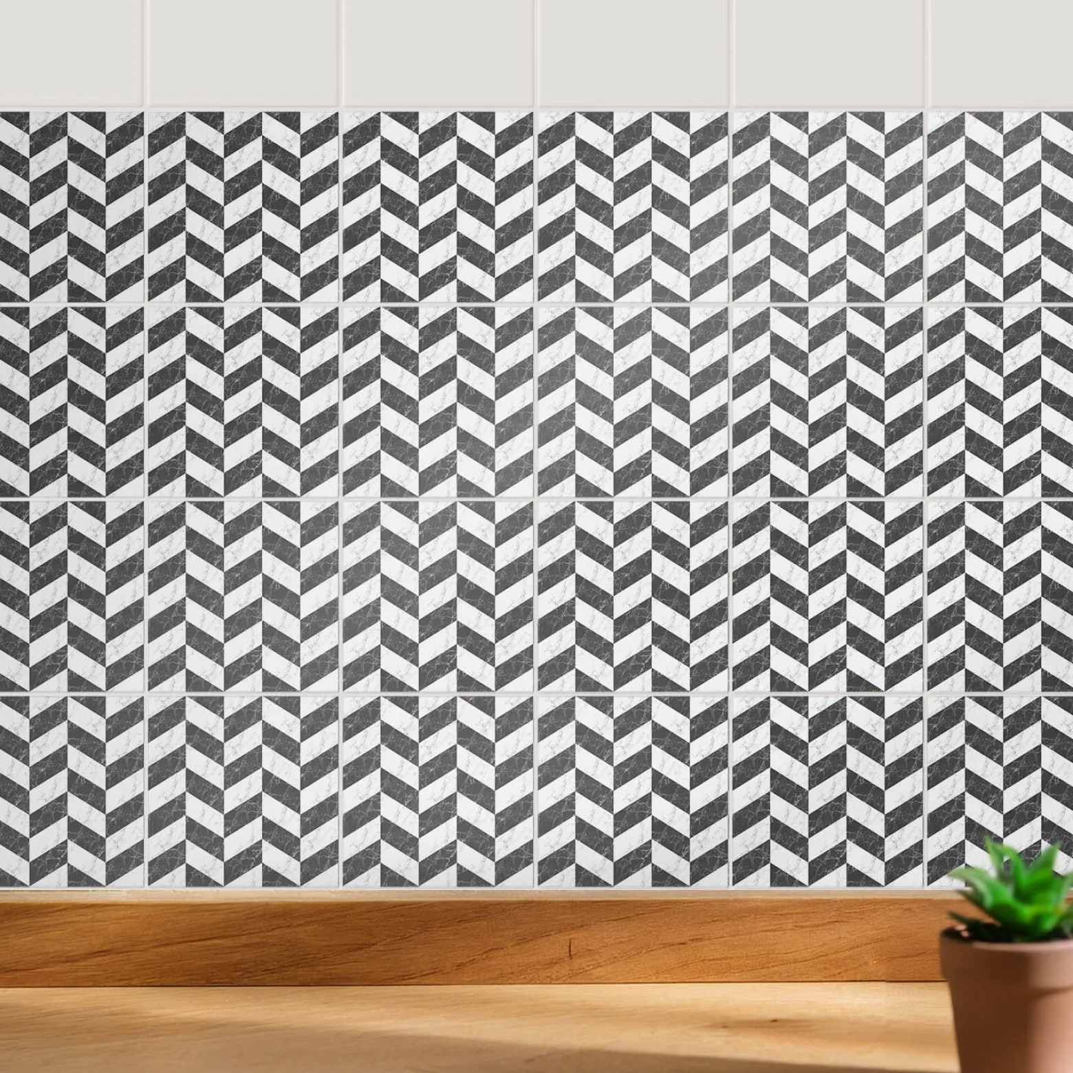 Naklejki na kafelki 10x10 cm Zygzakowate motywy w linii 24 szt.