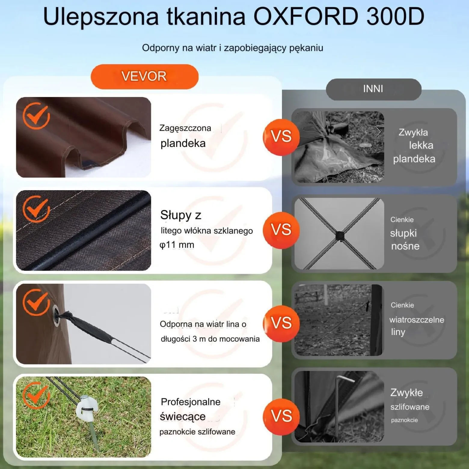 Namiot ogrodowy z siatką na komary 3.8 m brązowy 6 ścian przeciwdeszczowych