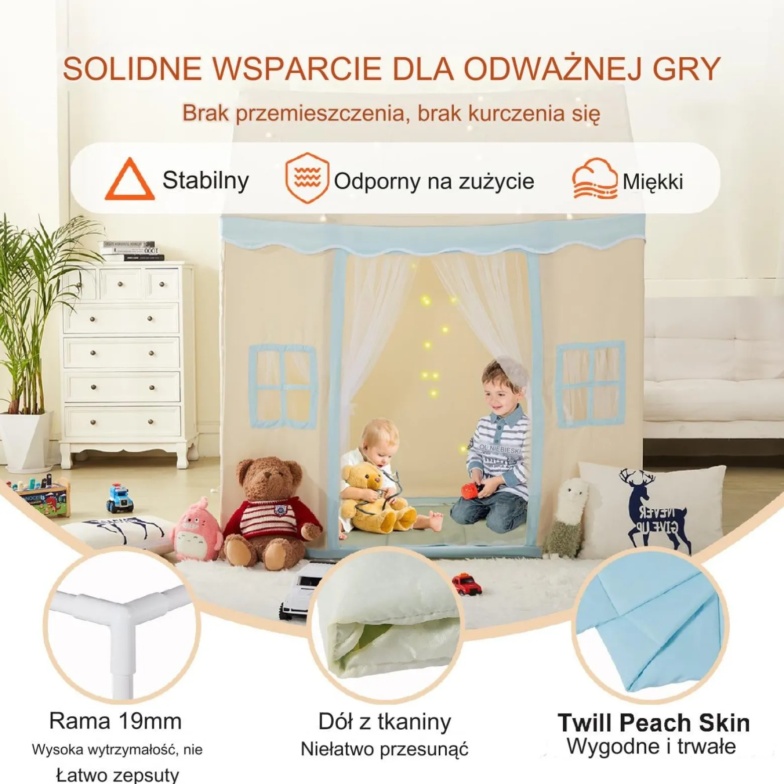 Namiot dla Maluchów z Matą i Lampką Domek