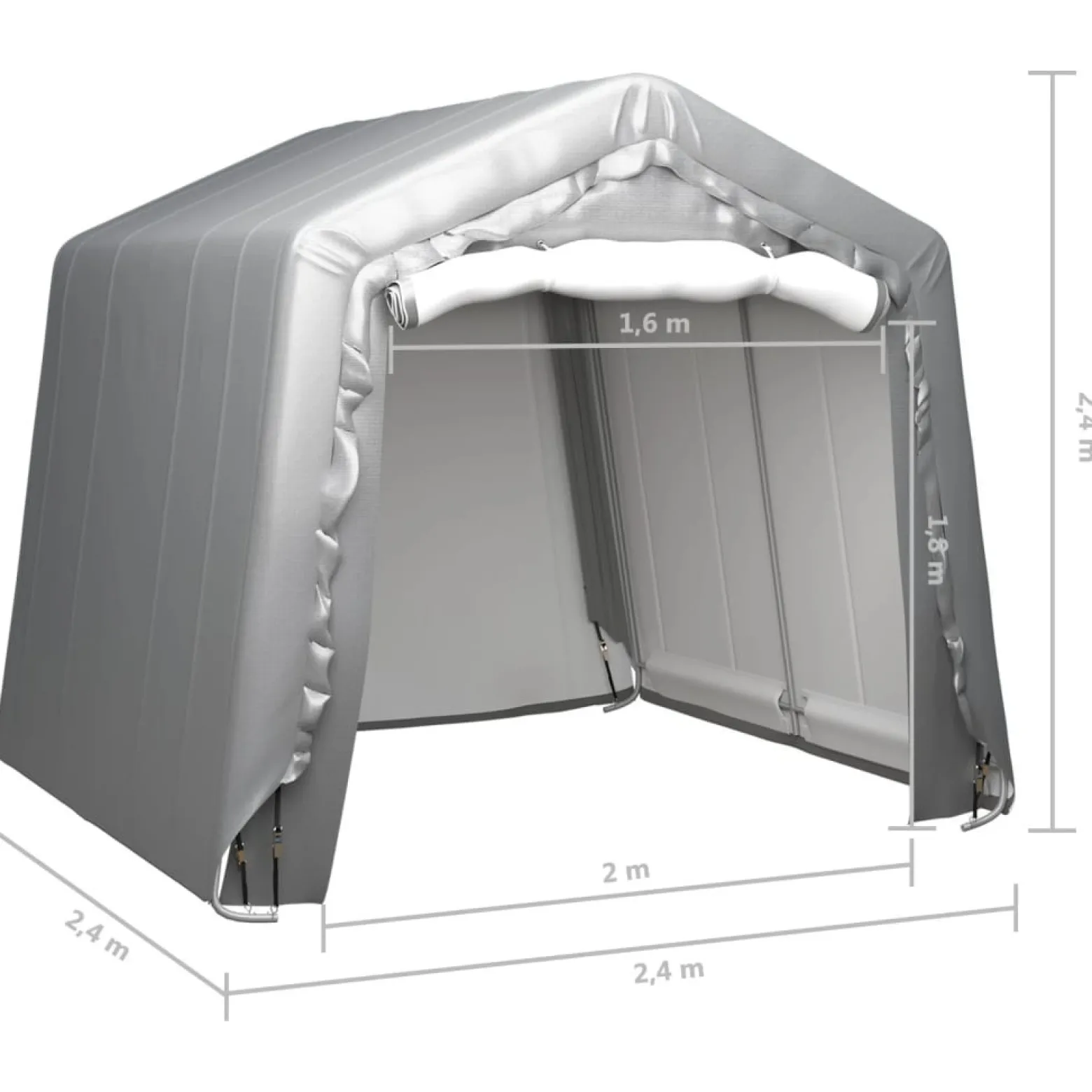 Namiot magazynowy, 240x240 cm, stal, szary
