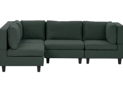Narożna sofa modułowa tapicerowana 4-osobowa ciemnozielona