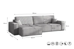 Narożnik Karl XL tkanina Verita 90 szary