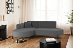 Narożnik, Sofa w kształcie L Modena Rein tkanina Quelle Grafitowy Lewy
