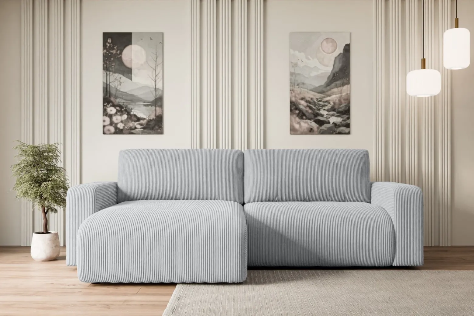 Narożnik z funkcją spania i pojemnikiem KLEEA-L - 247x143x83cm Szary