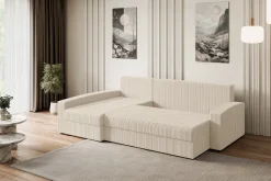 Narożnik z funkcją spania i pojemnikiem ALESIA-L 231x140x90 cm Beżowy