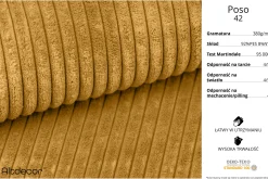 Narożnik lewostronny bez funkcji spania TARO-L1 - 243x171x79,5 cm Żółty