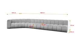 Narożnik lewostronny modułowy Karex-L3 - 490x194x70 cm Jasny szary