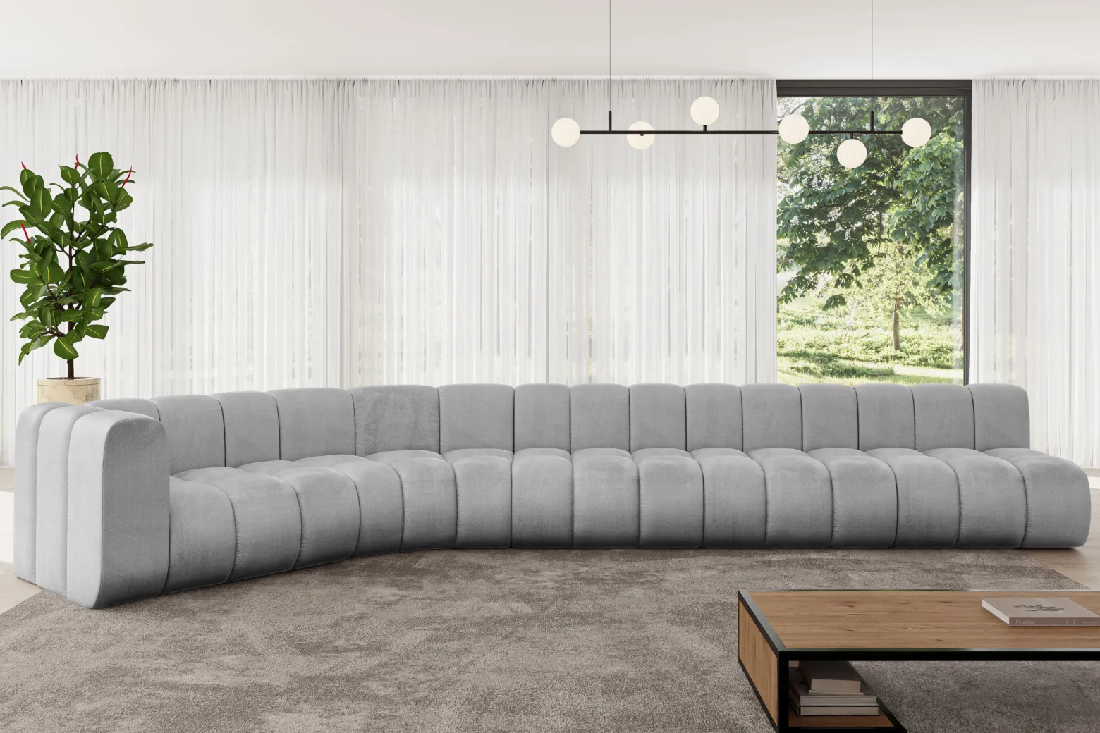 Narożnik lewostronny modułowy Karex-L3 - 490x194x70 cm Jasny szary