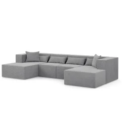 Narożnik Modułowy Nova U MAX - 360x180x76cm, 2x Fotel, 2x Otomana, Szary