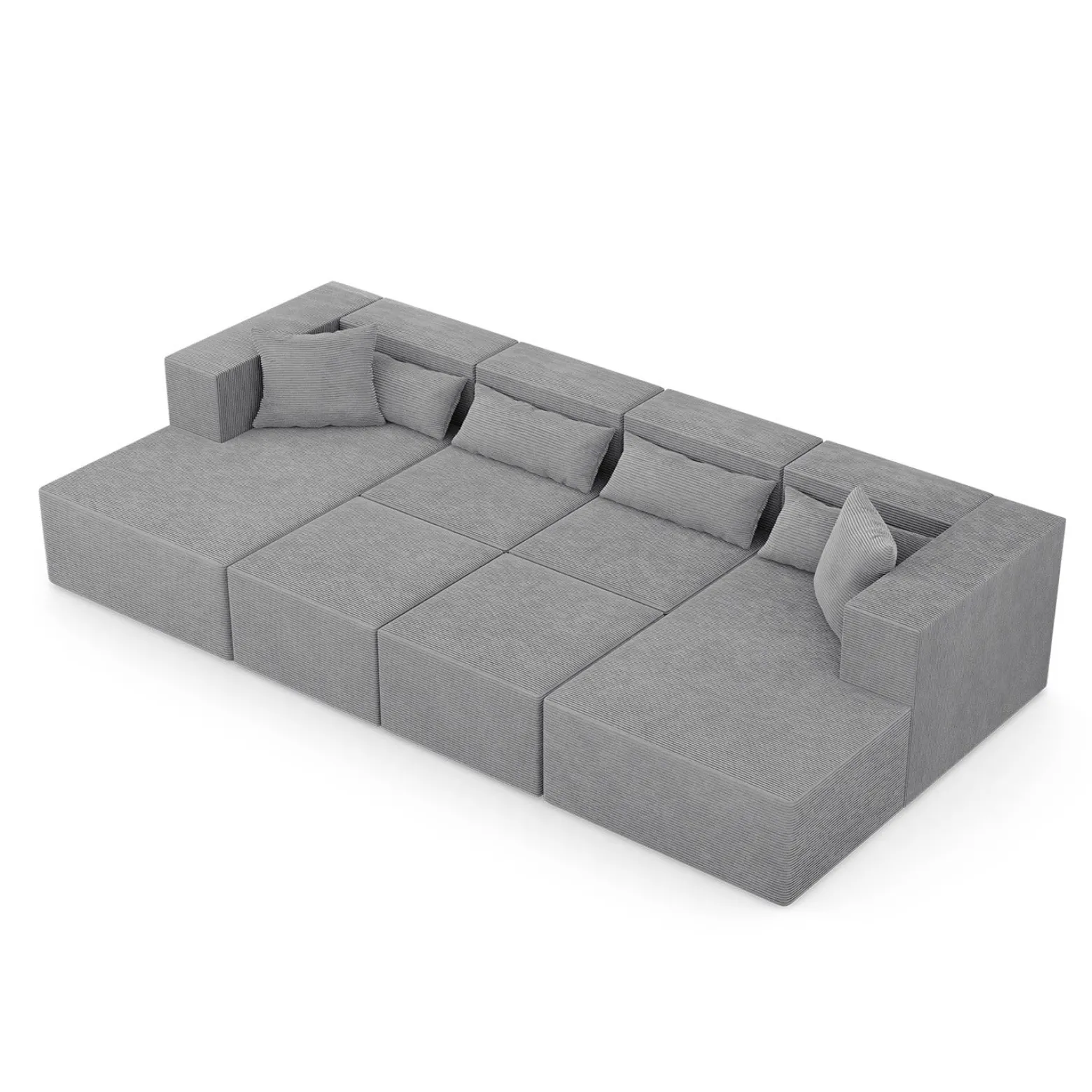 Narożnik Modułowy Nova U MAX - 360x180x76cm, 2x Fotel, 2x Otomana, Szary