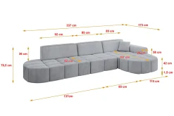 Narożnik prawostronny bez funkcji spania LIVO-L2 - 337x173x79,5 Szary