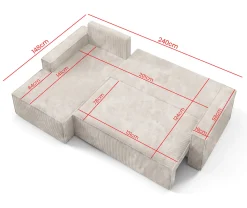Narożnik rozkładany Argos Poso 02 beżowy tkanina sztruks prawy
