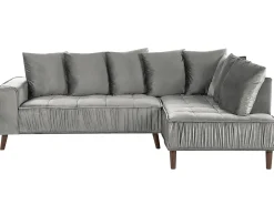 Narożnik sofa duża welurowa jasnoszara