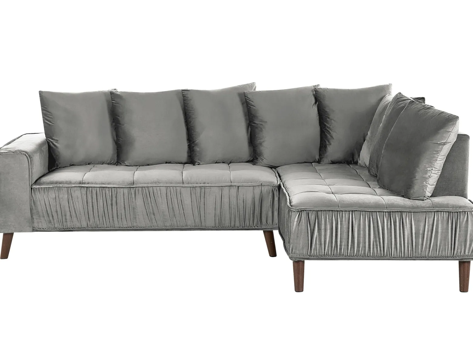 Narożnik sofa duża welurowa jasnoszara