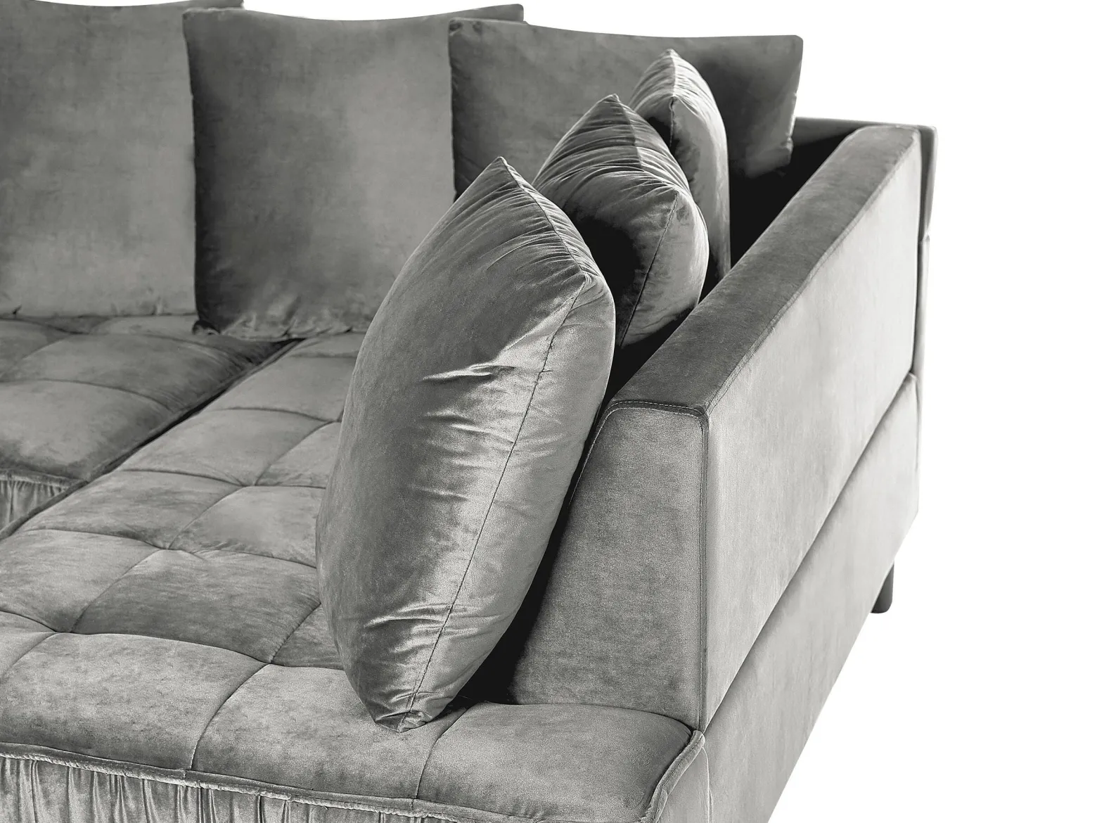 Narożnik sofa duża welurowa jasnoszara