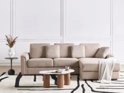 Narożnik sofa rogówka tapicerowana beżowoszara