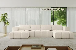 Narożnik uniwersalny z funkcją spania CLOUD-U 405x185x90 cm Beżowy
