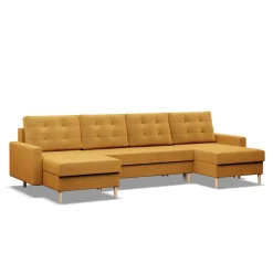 NAROŻNIK U rozkładany z funkcją spania BONELL żółty